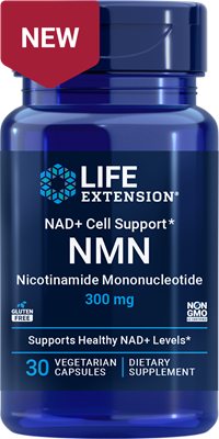 Life Extension NAD+ Cell Support NMN 300 mg bottle, 30 vegetarian capsules