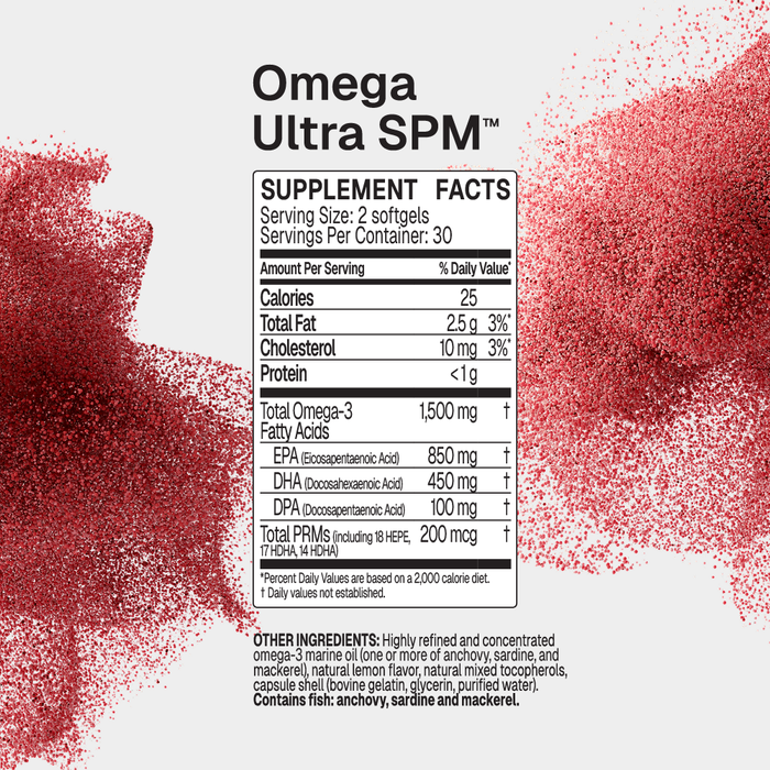 Microbiome Labs Omega Ultra SPM Supplement Facts EPA DHA DPA Label
