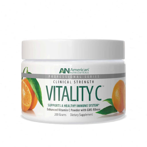 American Nutraceuticals Vitality C non-acidic vitamin C powder container — high-potency immune support