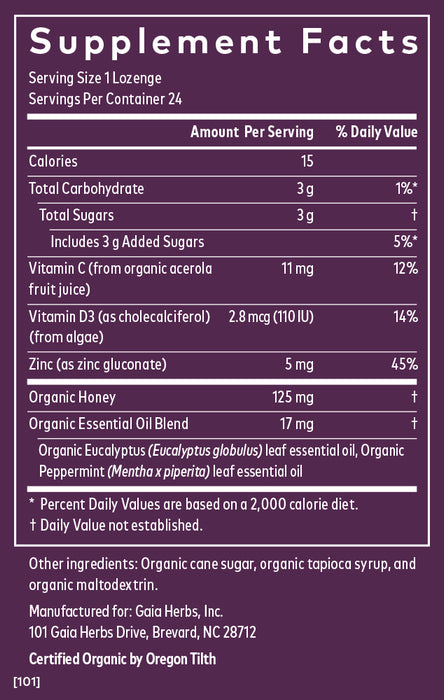 Immune Lozenges - Peppermint (Zinc, Vit C, D)