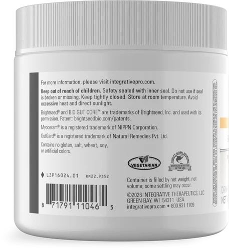 Barrier Complex tub side label with storage instructions, vegetarian symbol and barcode