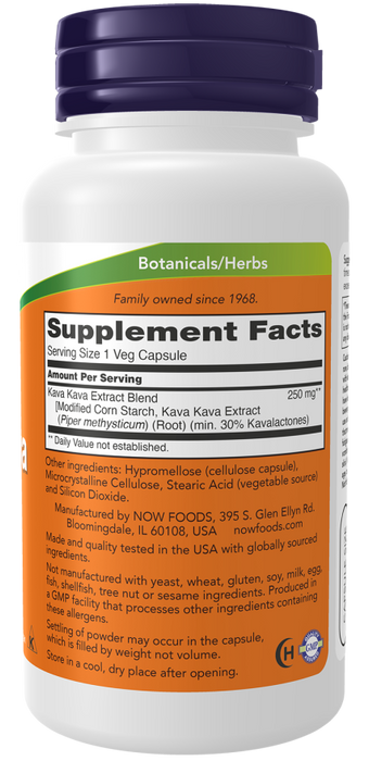 NOW Kava Kava Supplement Ingredients