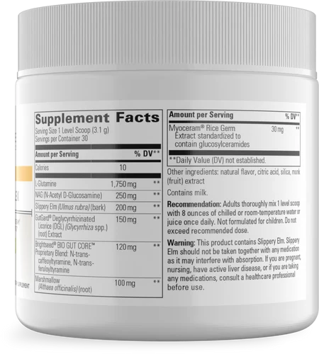 Barrier Complex tub Supplement Facts label with ingredients, mixing directions and warnings