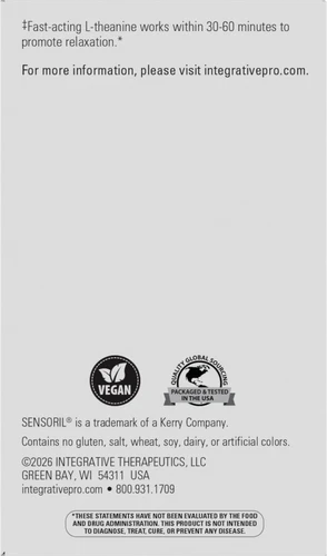 Cortisol Manager Calm box back label with vegan symbol, allergen information and manufacturer details