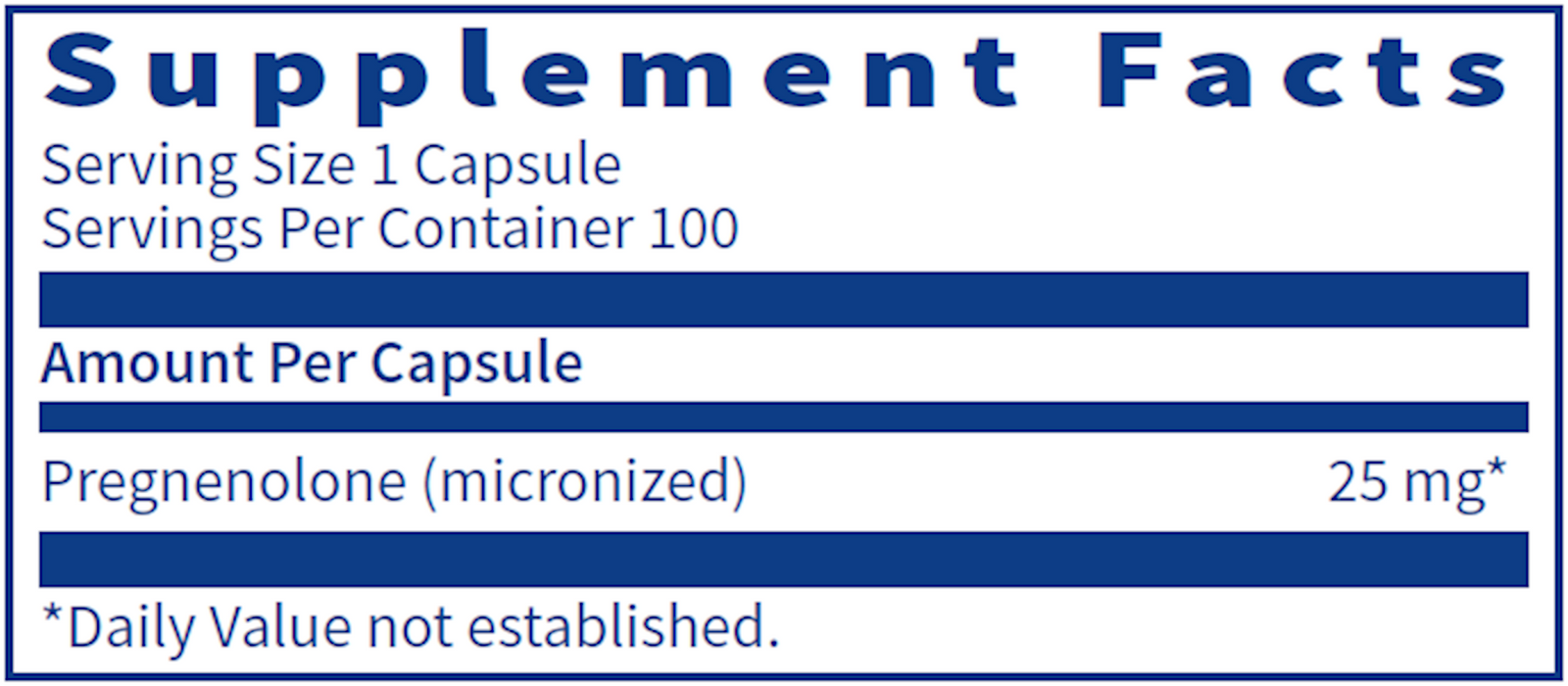 Pregnenolone 25 mg 100 Vegetarian Capsules