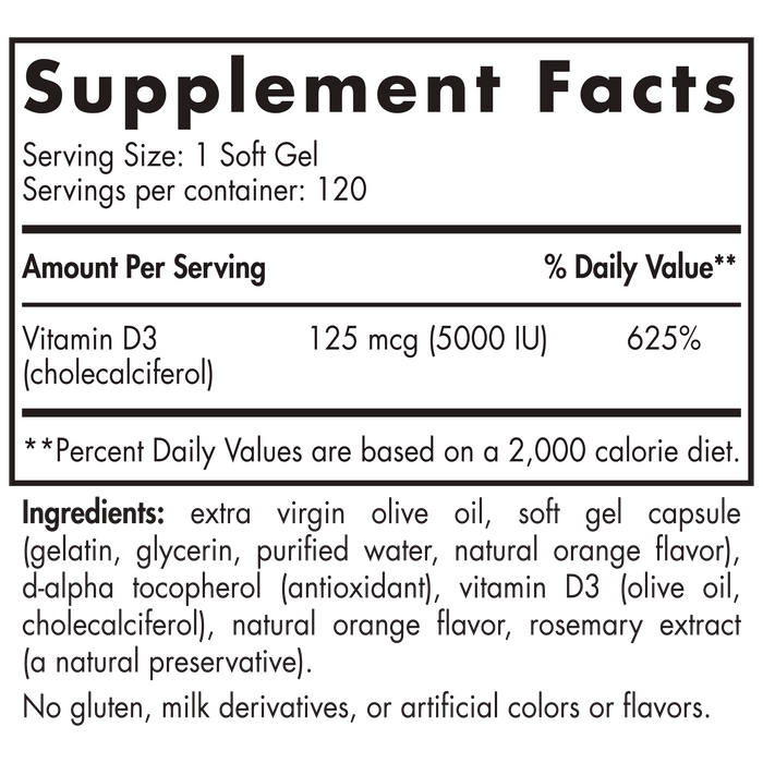 Vitamin D-3 5,000 IU 120 gels