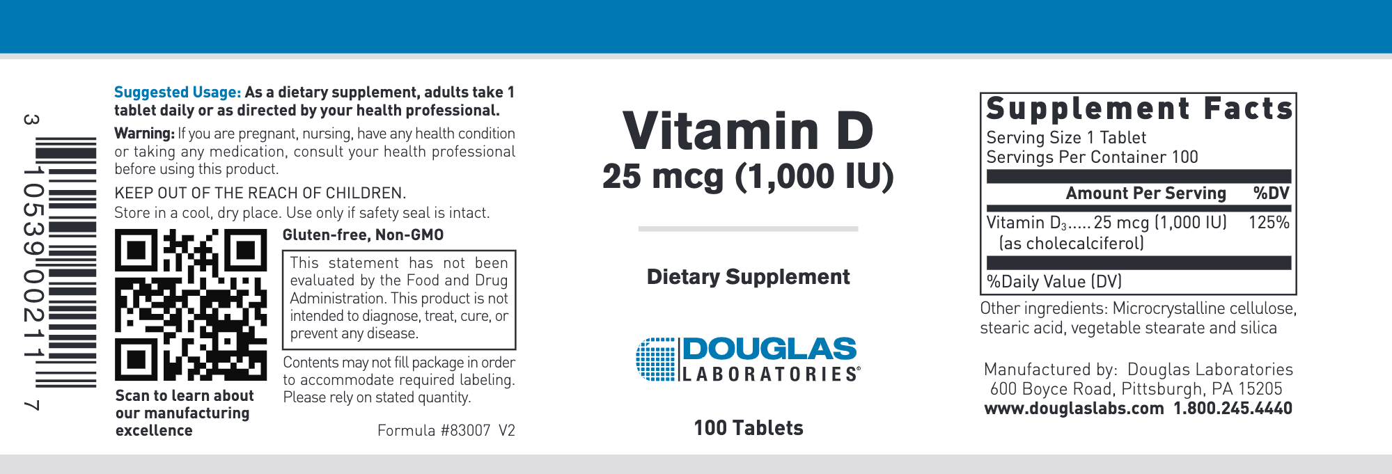 Vitamin D 1000 IU 100 tabs