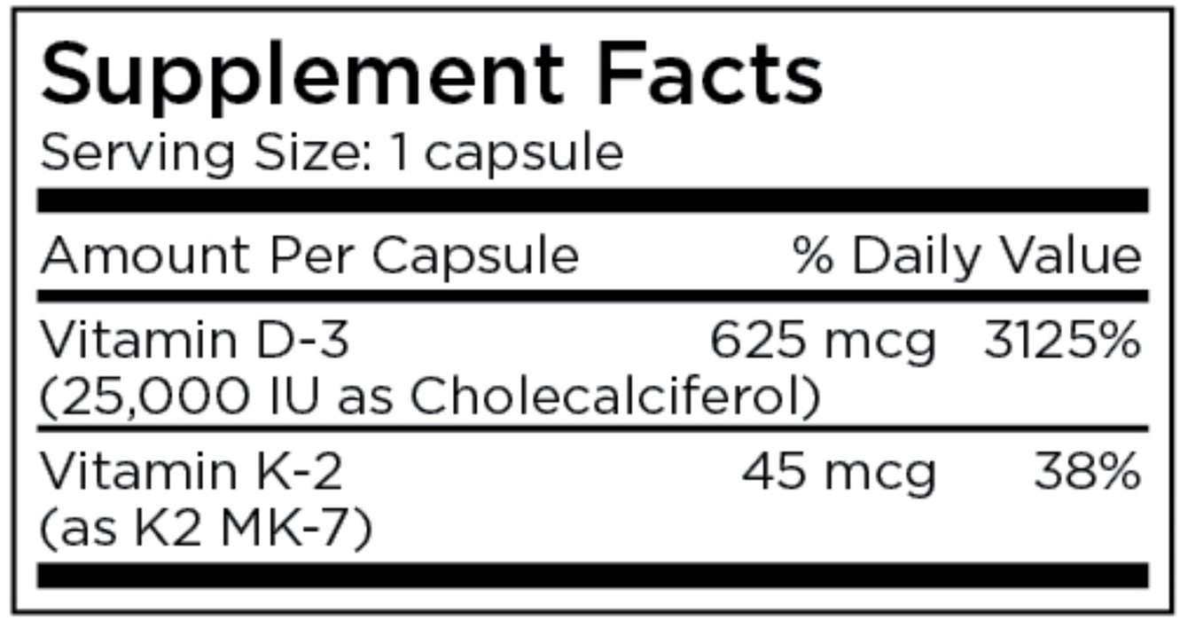 Vitamin D-3 w/ K2 MK-7 60 caps