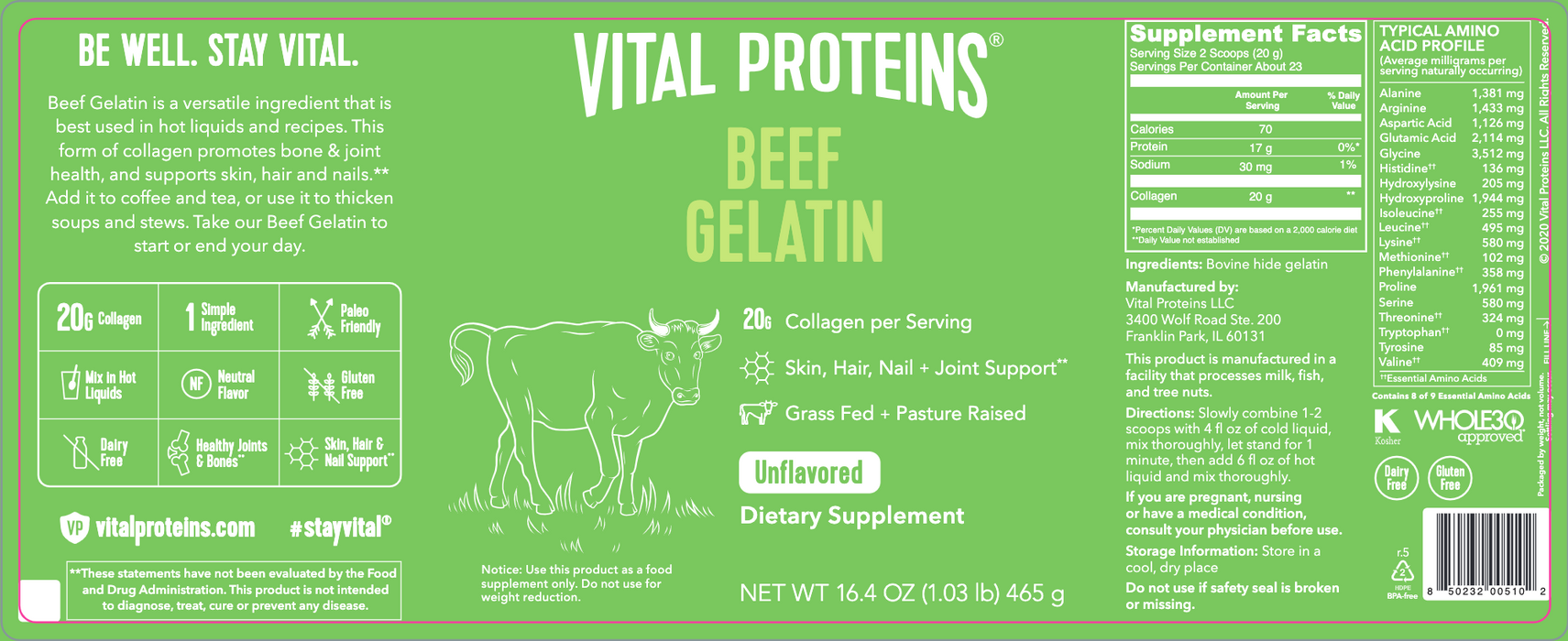 Beef Gelatin Powder 465 Grams