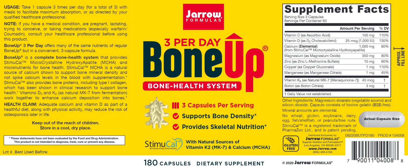 Bone-Up Three Per Day 180 capsules