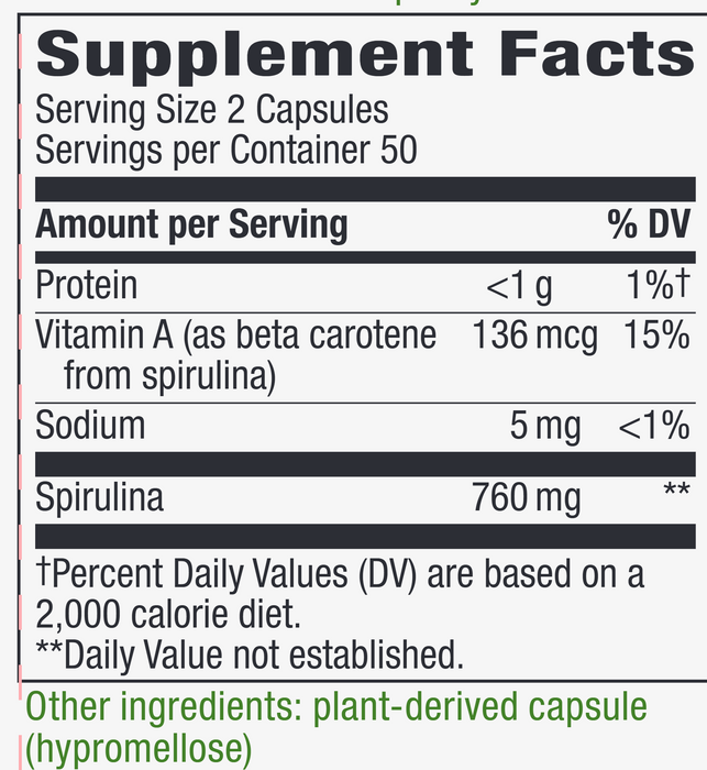 Spirulina 380 mg 100 capsules