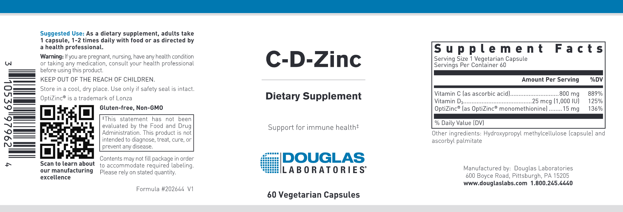 C-D-Zinc 120 Vegetarian Capsules