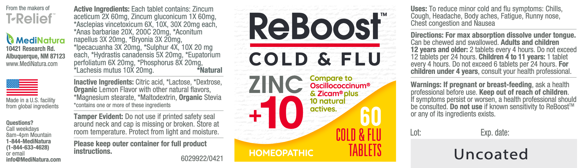 ReBoost Zinc +10 Cold & Flu 60 tabs