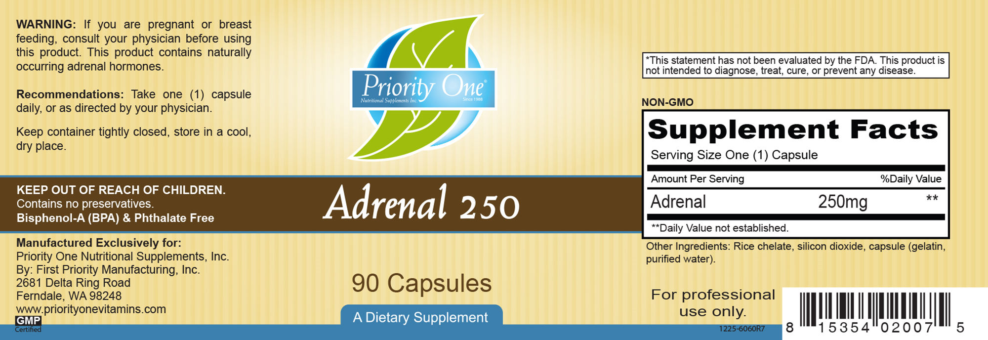 Adrenal 250 mg 90 caps